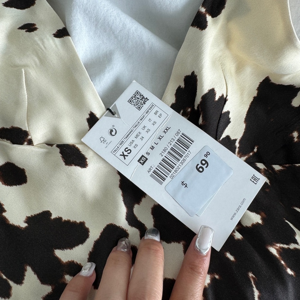 Zara Cow Print Satin Dress - Picture 6 of 6